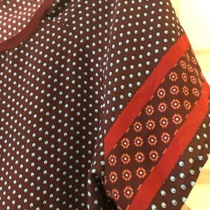 LOFT Tops - Maroon shirt with blue and red details LOFT Tops - Maroon shirt with blue and red details